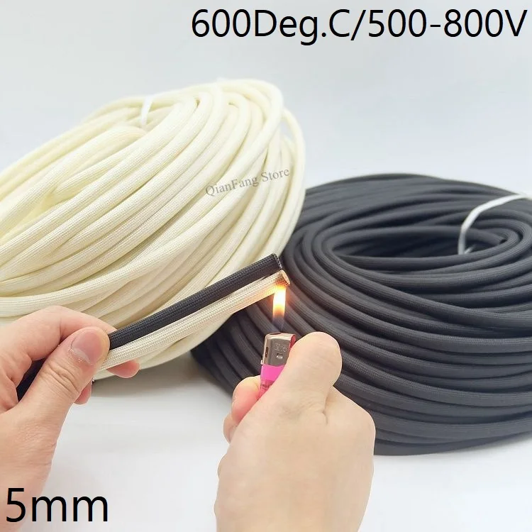 

Dia 5mm Fiberglass Tube HTG Cable Sleeve Soft Chemical Fiber Glass Wire Wrap Protector Insulation High Temperature Pipe 600Deg