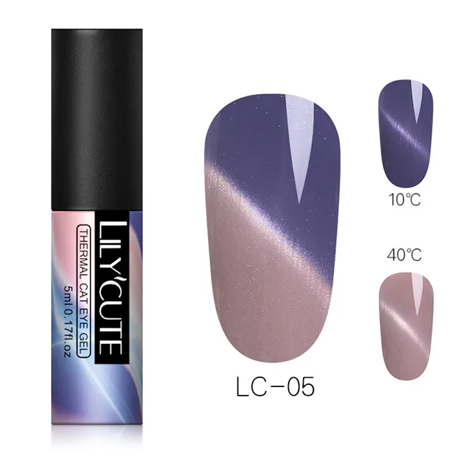 thermal 5 LILYCUTE 5 мл Auroras Гель-лак для ногтей светящийся кошачий глаз УФ-гель светится в темноте 3D Магнитный блеск впитывающий Гель-лак для ногтей - Цвет: thermal 5