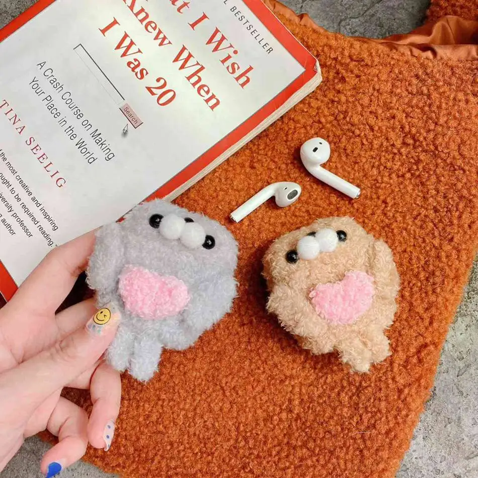 3D Cute Earphone Case for Airpods Case Cartoon Knitted plush Cover for Apple Airpods 2 Case Bear Teddy Dog Rabbit Earpods Case