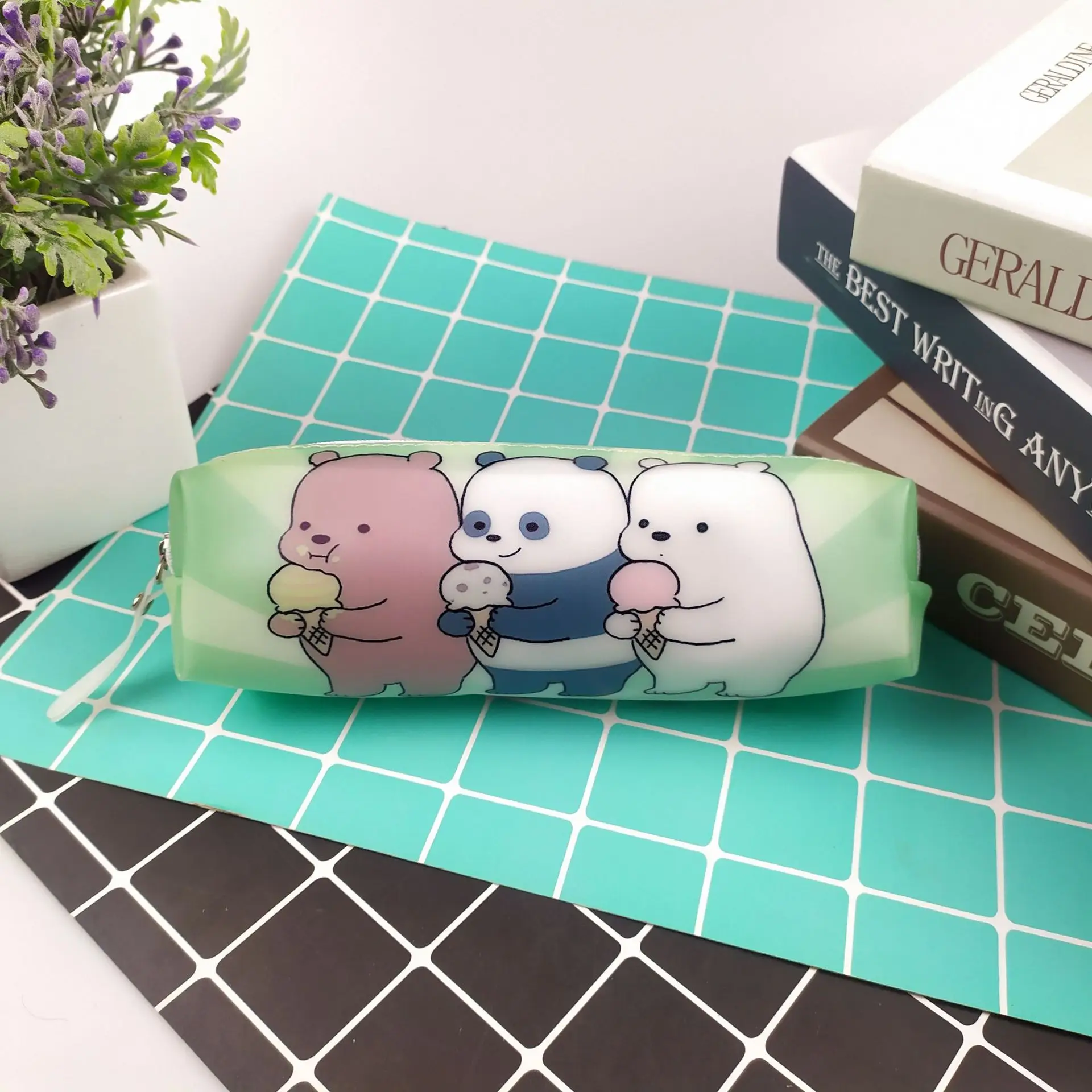 1 шт. Новинка Kawaii голый медведь Холст Большая вместительная сумочка для ручек и карандашей чехол канцелярские принадлежности органайзер для хранения школьные принадлежности канцелярские принадлежности - Цвет: gel18.5x4.5x5cm