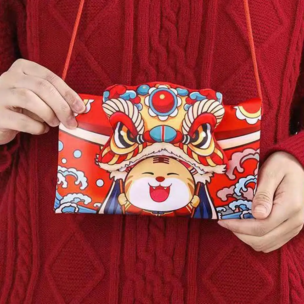 

2022 Chinese New Year Creative Red Envelopes Cute Cartoon Tiger Children's RED Envelope Bag Decorations