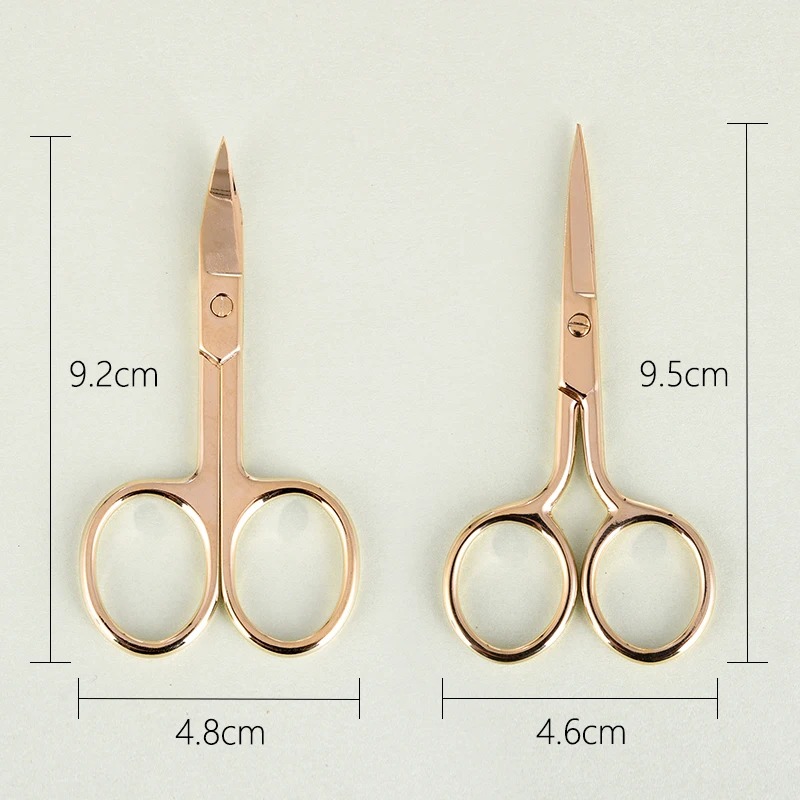 Золотые ножницы для макияжа из нержавеющей стали бровей с прямым изогнутым