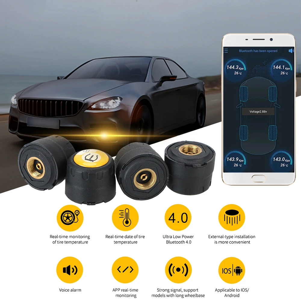 Датчик давления в шинах автомобиля Bluetooth 4 0 5 универсальный для Android iOS BLE TPMS