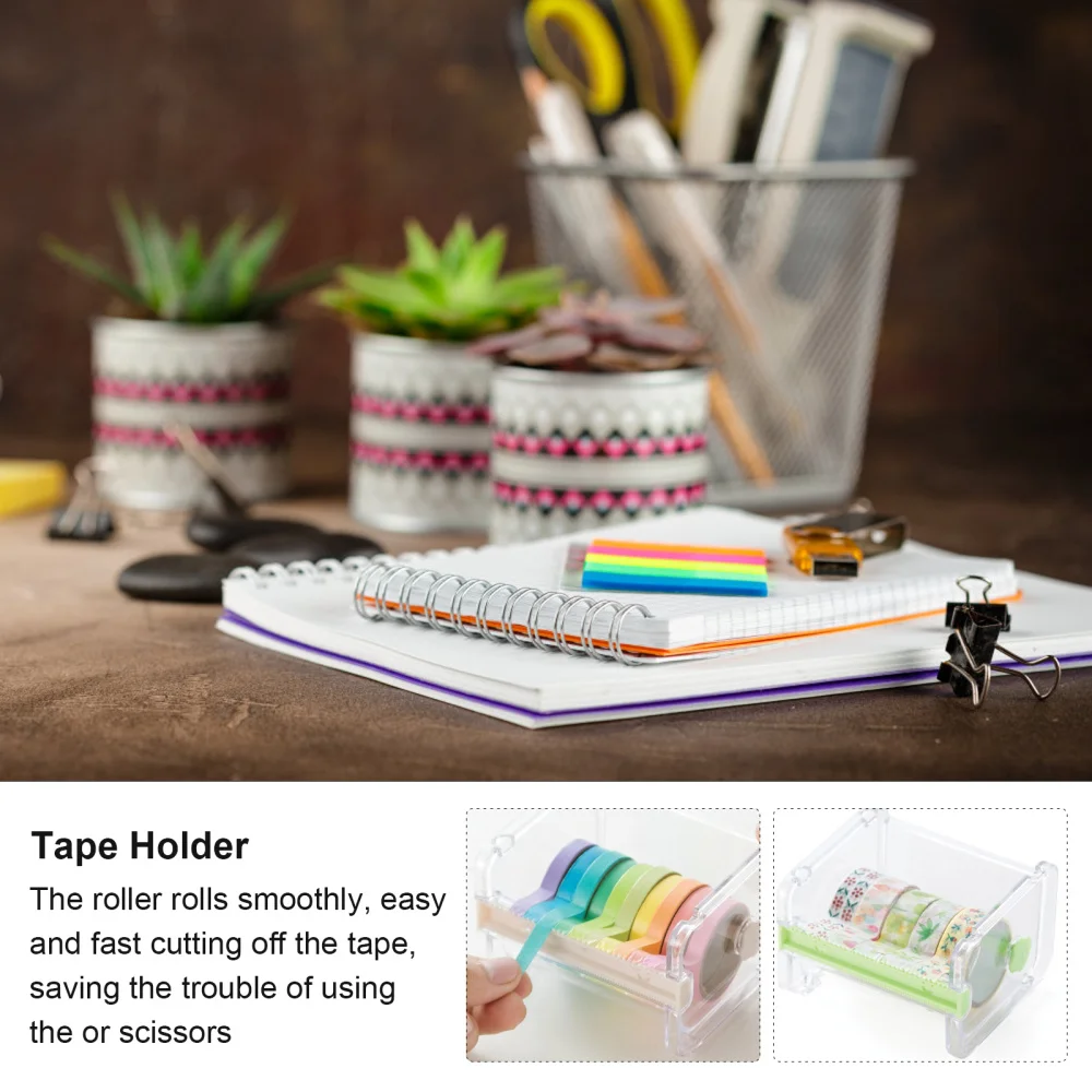 

3pcs Transparent Visible Desktop Tape Dispenser Tape Cutter Roll Tape Holder