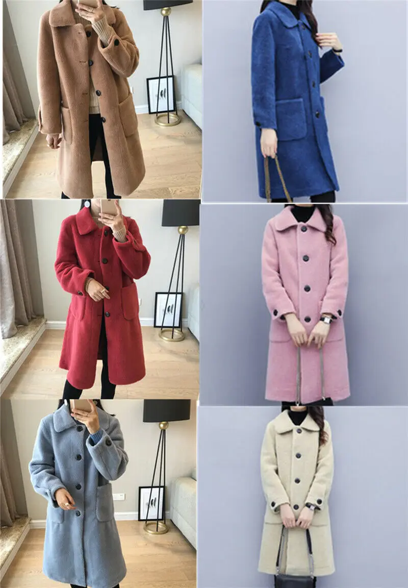 

Куртка женская зимняя из овечьей шерсти, длинная, 6 цветов, S-XXL