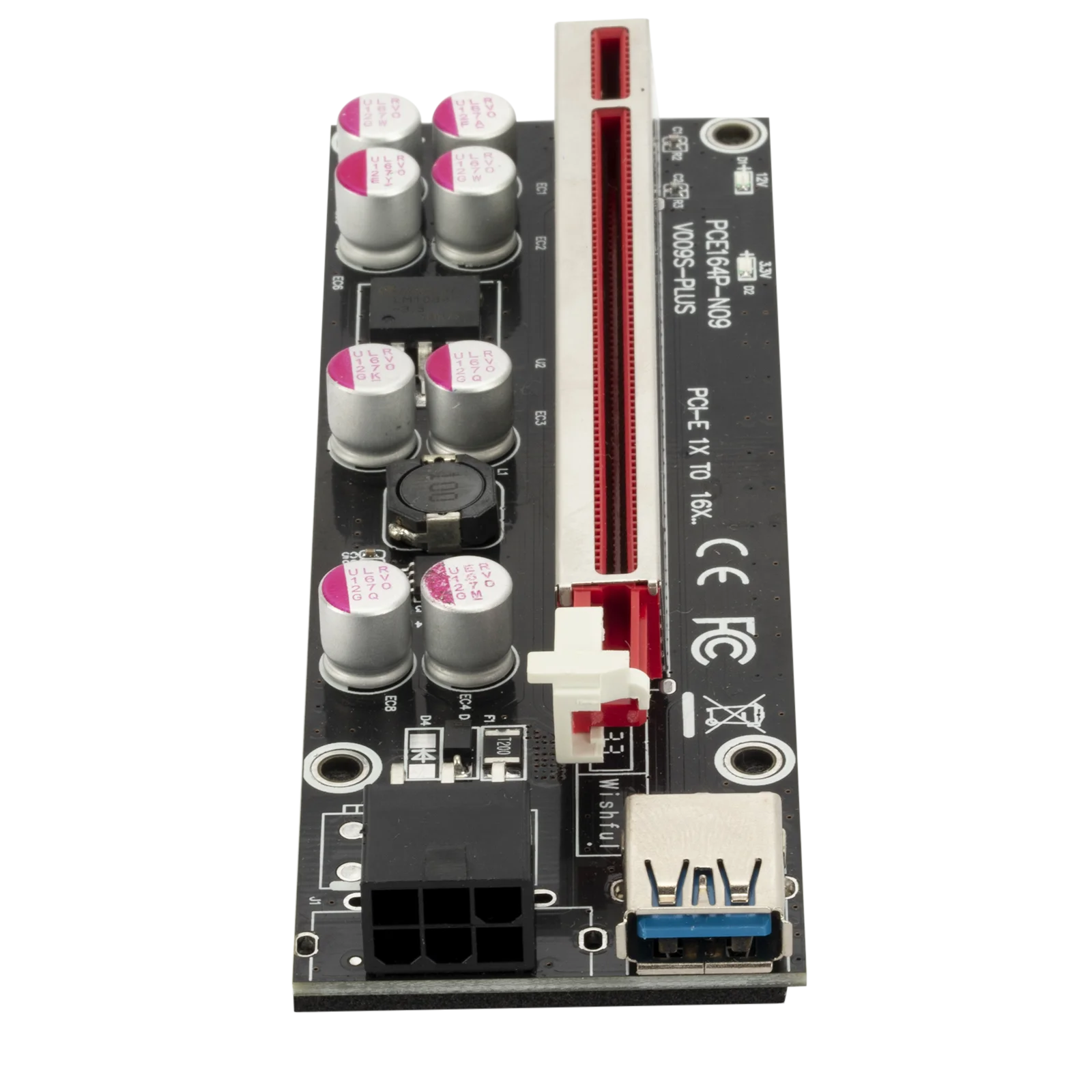 PCI-E Pcie Riser 009S PLUS Profesional Express 1X 4x 8x 16x расширитель PCI E USB 009 GPU 6Pin карта SATA 15pin для BTC Miner |