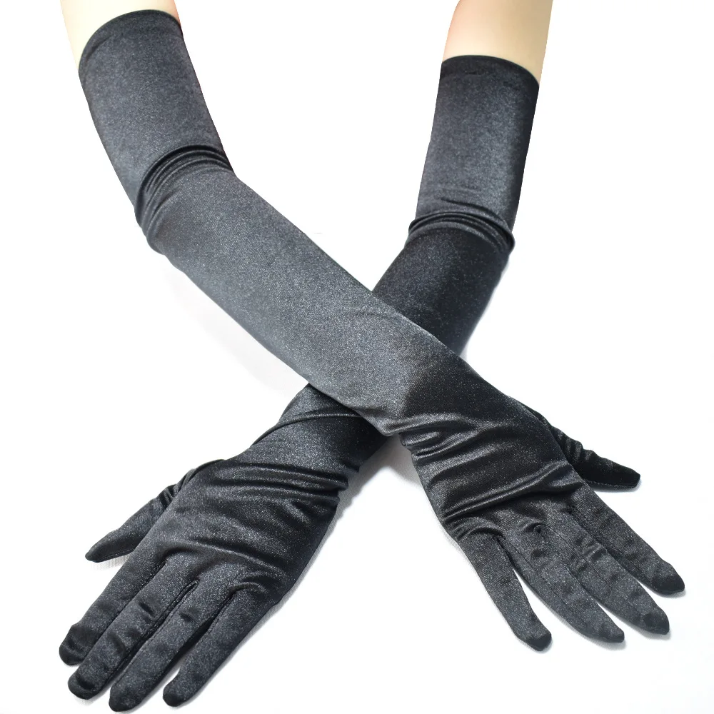 Модные сексуальные длинные атласные перчатки для женщин черные белые красные дамы девушки вечеринка выпускной танцевальные аксессуары.