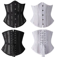 women gothic underbust corset 24 steel boning steampunk bustier waist trainer