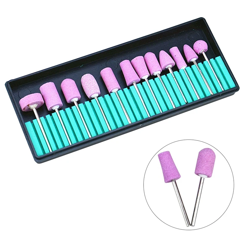 12Pcs/Set Ceramic Electric Machine Drill Bits File Nail Art Polishing Grinding Carving Buffing Sanding Buffer Head | Красота и