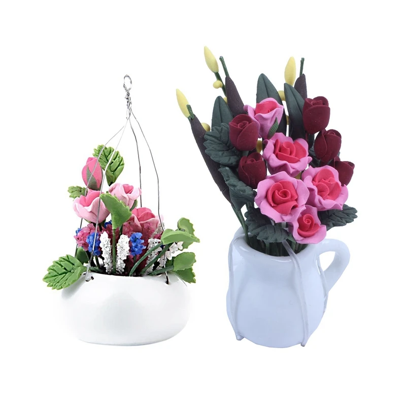 2 шт миниатюрные Красивые цветы для 1/12 масштаб кукольный домик мебель украшения