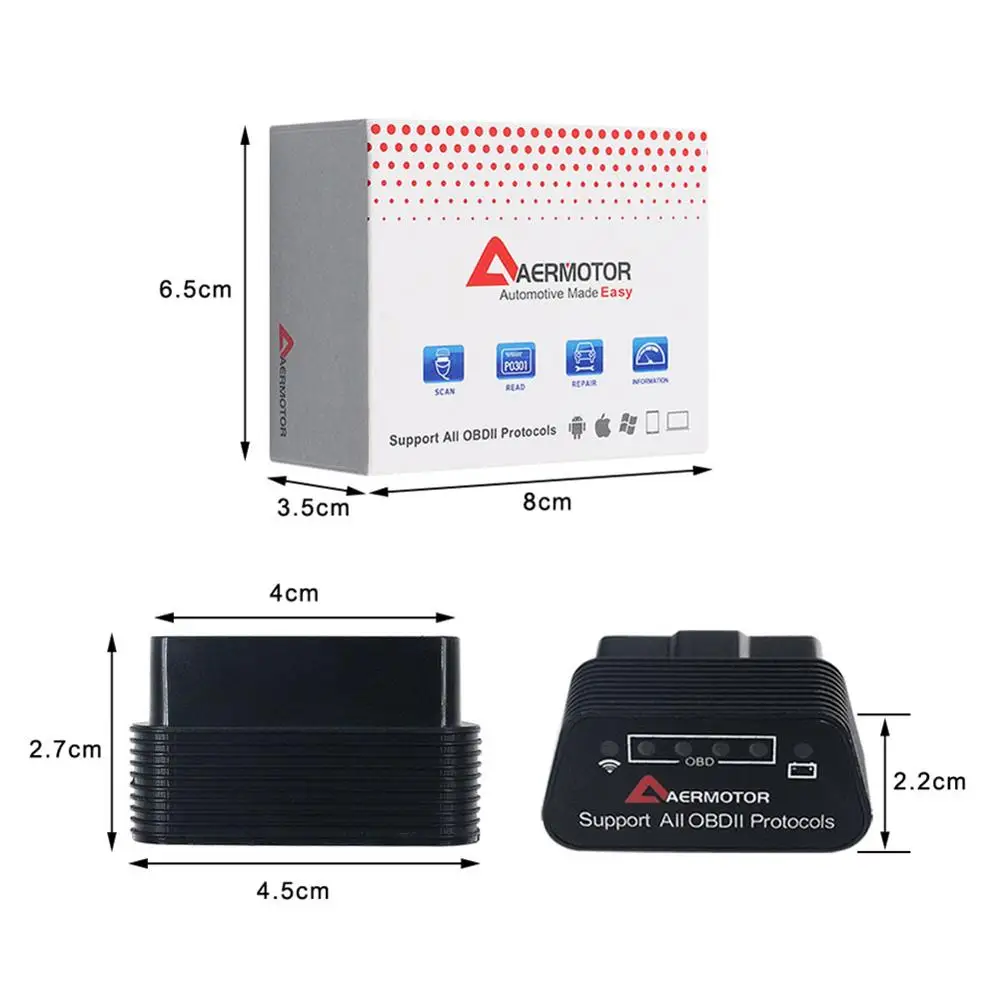 Aermotor ELM327 wifi OBD2 Поддержка Android автомобильный детектор неисправностей подходит для