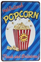 popcorn fresh and delicious metal tin sign vintage art poster plaque kitchen store home wall decor
