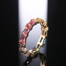 Hot Sale Exquisite Fashion Rainbow Color Zircon Ladies Ring European and American Temperament Party Jewelry New Trendy