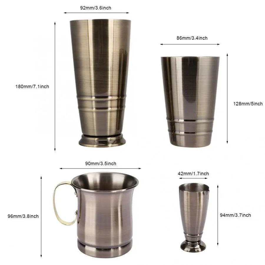 3 шт. бронзовый цвет нержавеющая сталь Бостонский шейкер для коктейлей мерный