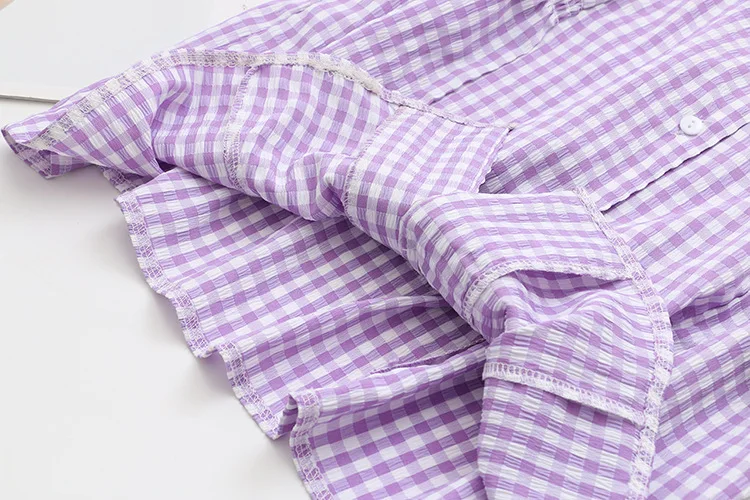 

Plus Size XL-4XL Women's V-neck Plaid Blouse Long Sleeved Spring Summer OL Tops Vintage Female Blusas