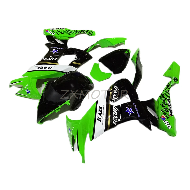 Лучшая цена комплект обтекателей для Kawasaki Ninja ZX10R 2008-2011 черный зеленый дешевый