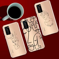 lines abstract art painting phone case transparent for huawei honor enjoy y v 9 7 8 10 20 30 40 se s e c lite pro plus 2019