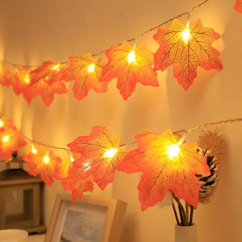 

Maple Leaves Autumn Leaves Garland Led Light String Maple Leaf Rattan Vine Fake Foliage Home Room Decor Christmas Lights Navidad