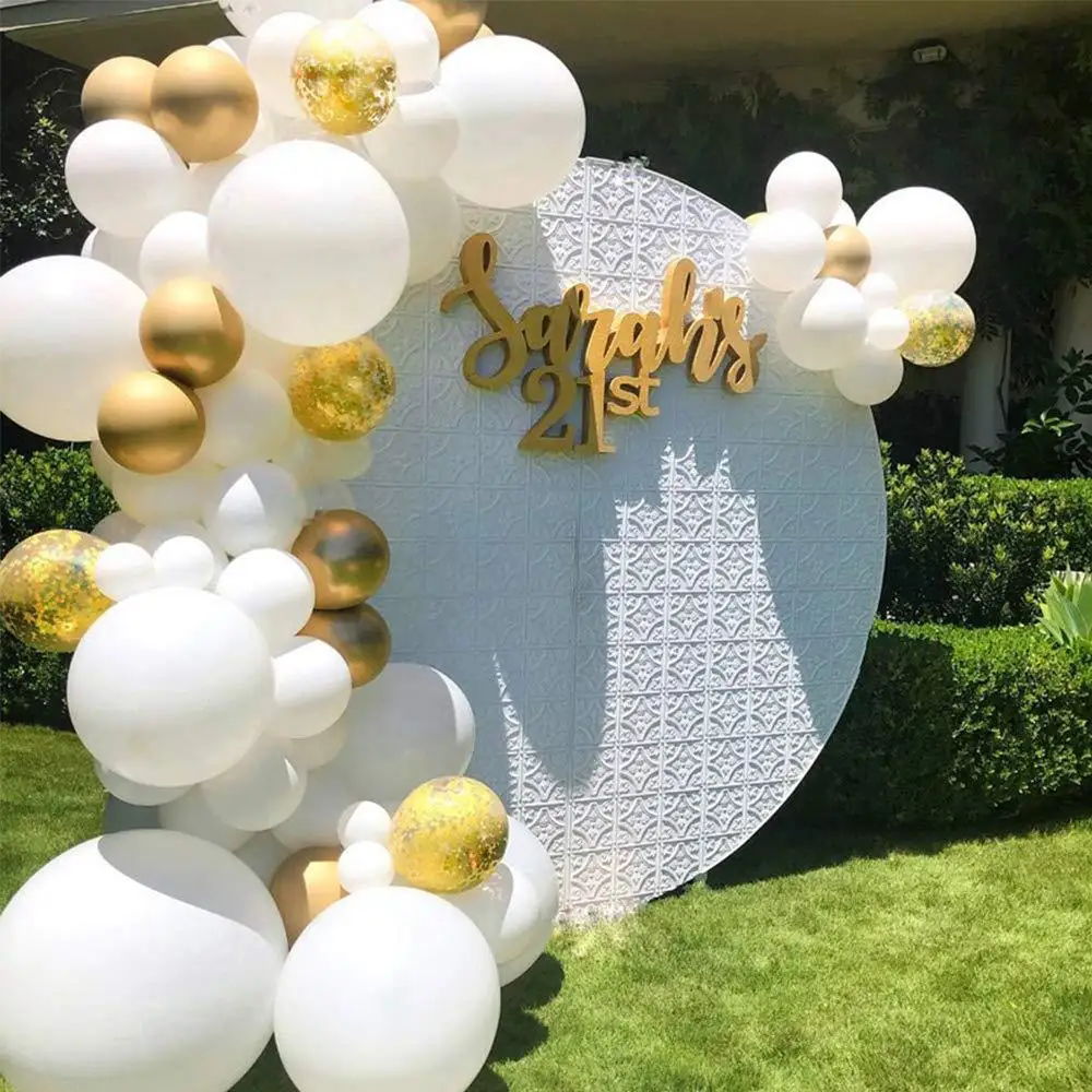 

120pcs Balloon Set Party Decoration Latex Confetti Balloon Wedding Anniversary Valentine's Day Balloon Arch Bridge Golden White