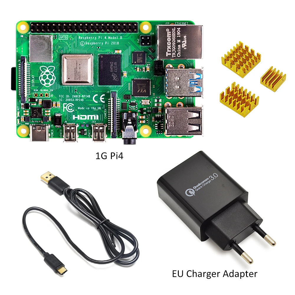 Raspberry pi 4 модель kit 1GB ram BCM2711 четырехъядерный процессор Cortex A72 ARM v8 1 5 ГГц с зарядным