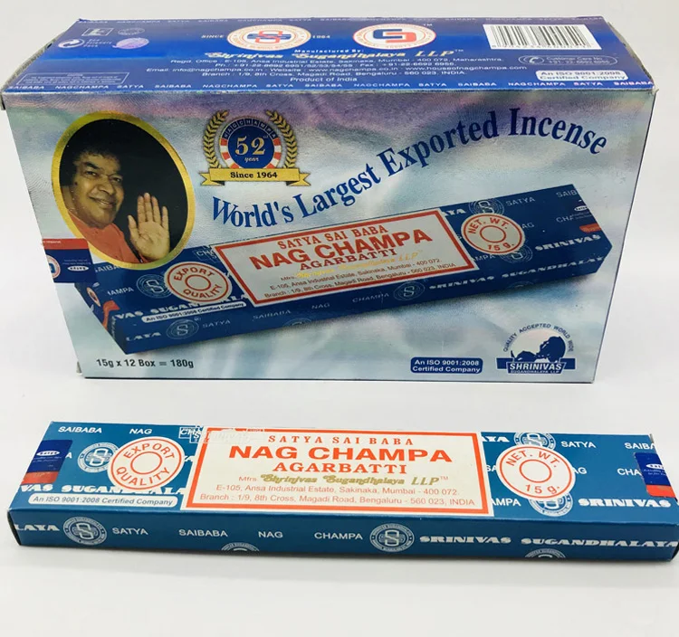 Satya Индийские благовония Nag Champa ладан палочка Саи Баба медитация домашний сандаловое дерево благовония E