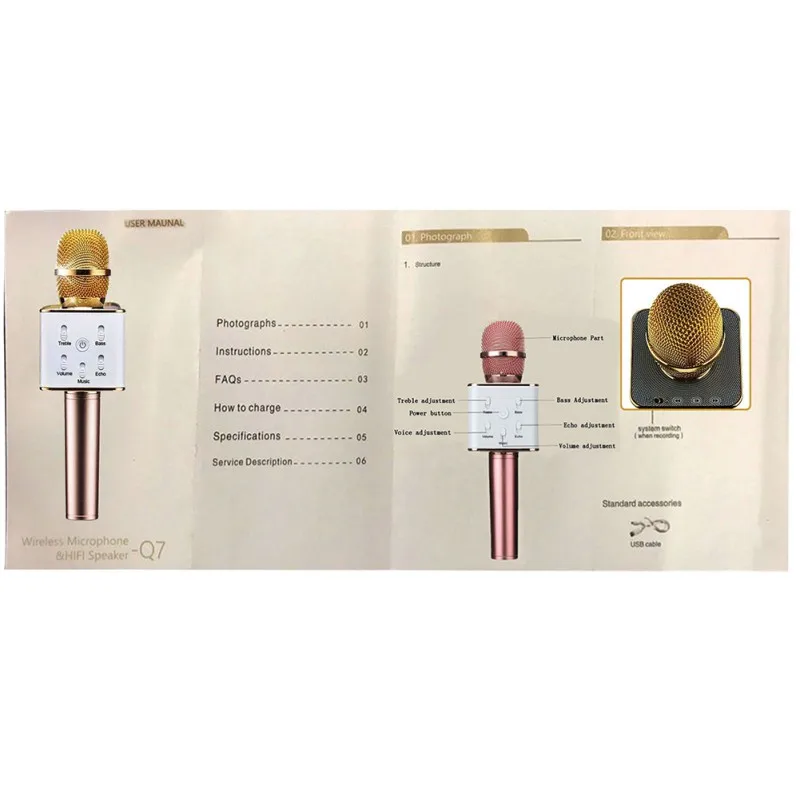 Беспроводной оригинальный брендовый Q7 Bluetooth караоке микрофон профессиональный