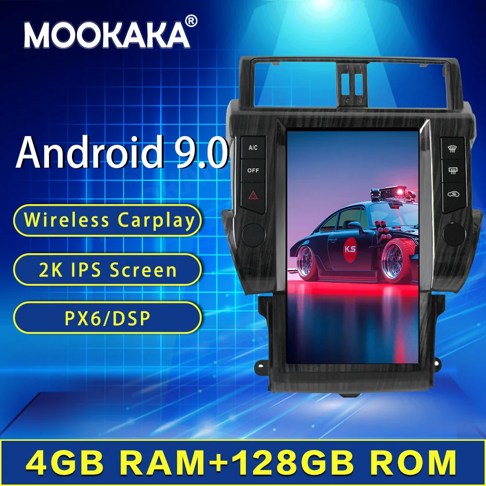 128GB Carplay DSP Android Vertical Tesla Radio Car Multimedia Player GPS Navigation For Toyota Land Cruiser Prado 150 2014-2017