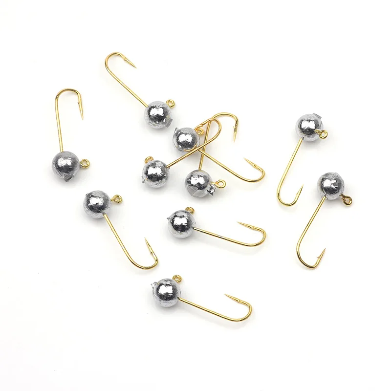 Rompin 10 шт Мини Золотой Jig Head крючок окунь крюк 1g подледной рыбалки крючком Мягкая