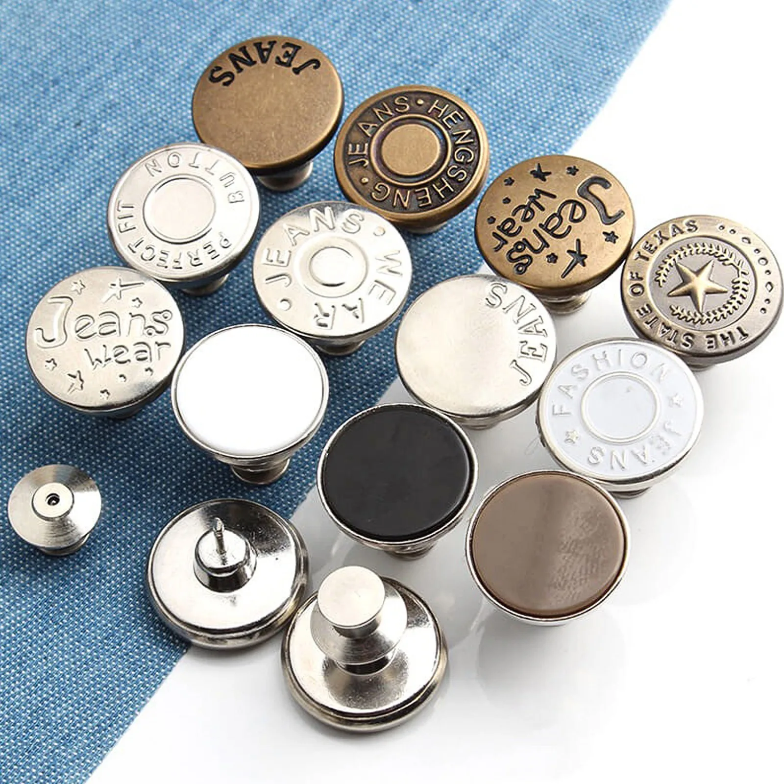 

Snap Fastener Metal Buttons For Clothing Jeans Perfect Fit Adjust Self Increase Reduce Waist Free Nail Twist Sewing Buttons