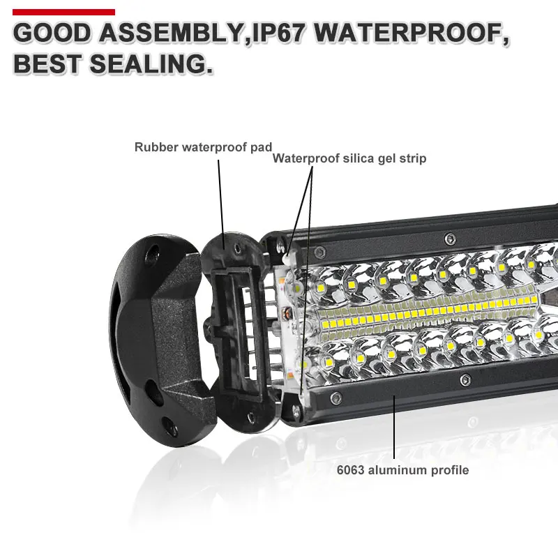 Racbox 7 Inch 150W Combo Led Light Bars white 6000k for Work Driving Offroad Boat Car Tractor Truck 4x4 SUV ATV 12V 24V | Автомобили и