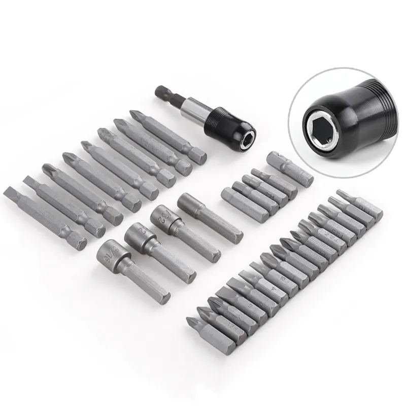 

34pcs chrome vanadium alloy steel cross drill bit screwdriver bit electric hexagon handle tool electric magnetic screwdriver bit