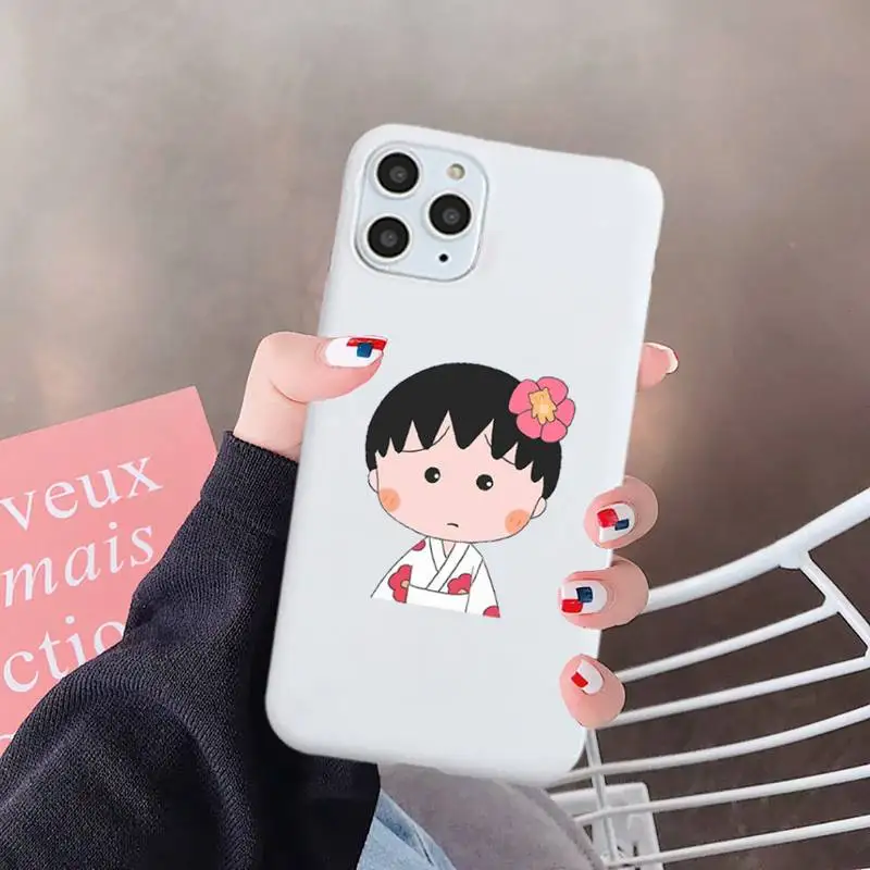 

Chibi Maruko Phone Case White Candy Color for iPhone 6 7 8 11 12 s mini pro X XS XR MAX Plus
