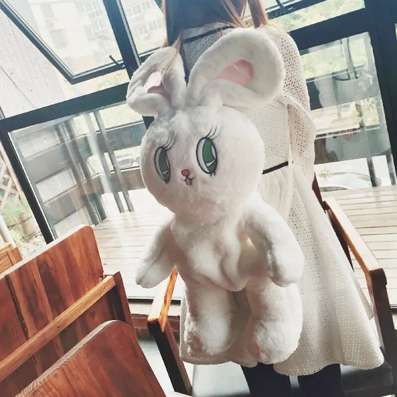 barato Womens Pelúcia Coelho Boneca Mochila Meninas Grandes Sacos De Ombro Coelho Duplo Ombro Travesseiro Cobertor Adorável