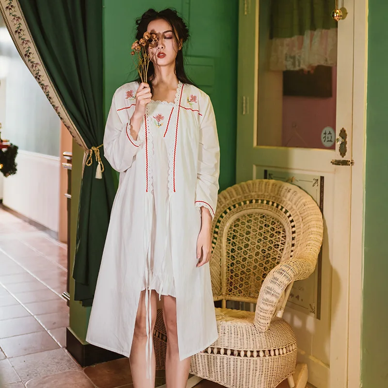 

Женская хлопковая Ночная рубашка на весну и осень, новинка, Милая Сексуальная простая Ночная рубашка на бретелях, Женский костюм из двух пре...