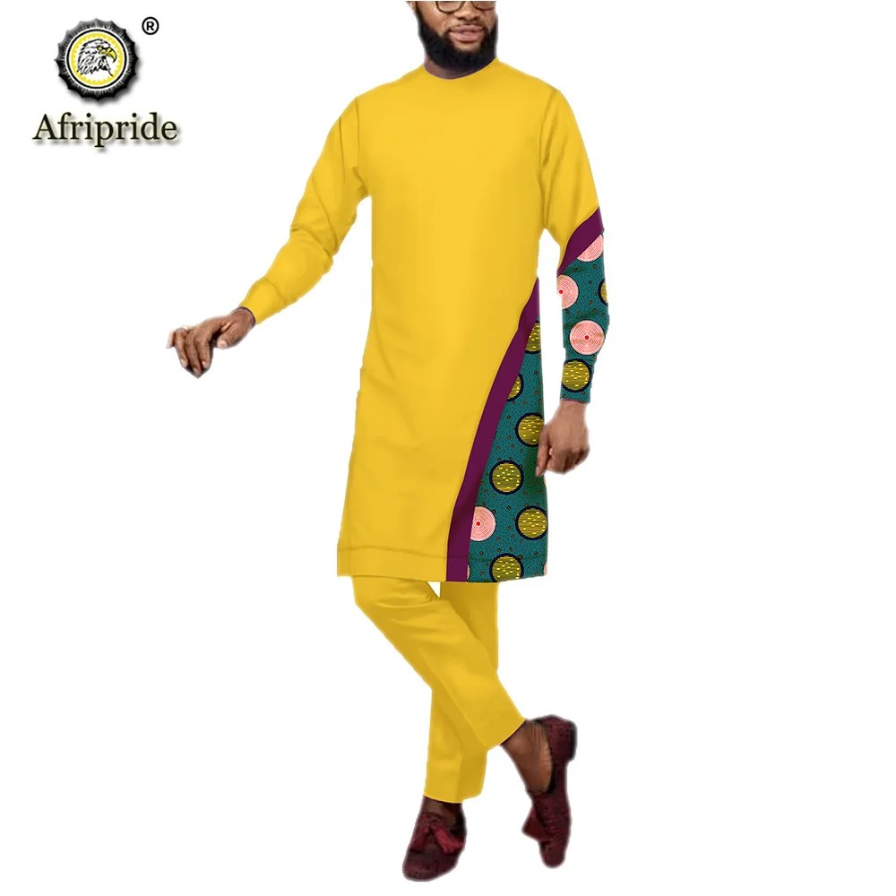 Dashiki Men African Clothing Dashiki Printed Long Shirts and Pants Casual Tracksuit Ankara Attire Tracksuit AFRIPRIDE S1916049