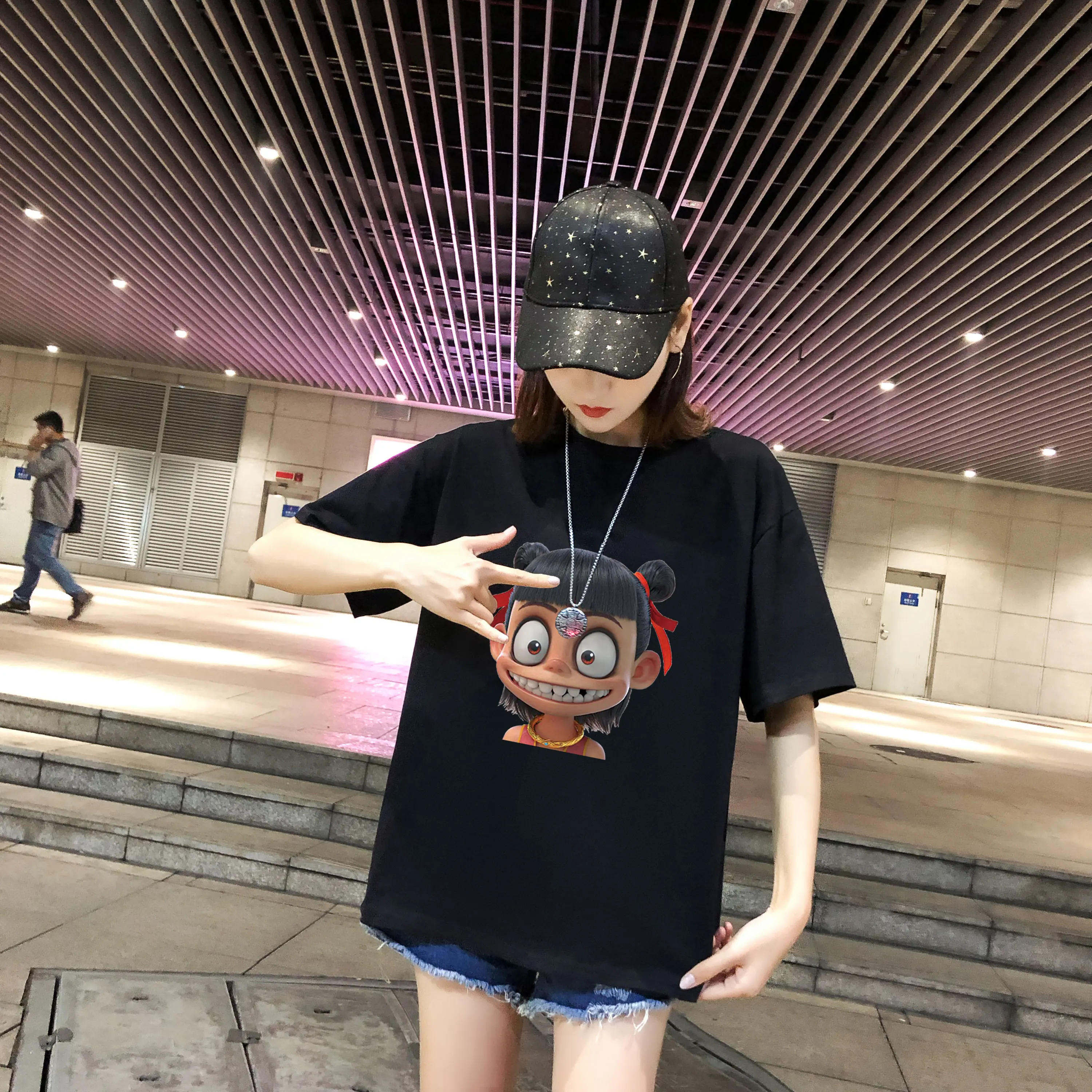 Which Cha T-shirt Pattern Short Sleeve State Tide Aobing Half Around the Movie |