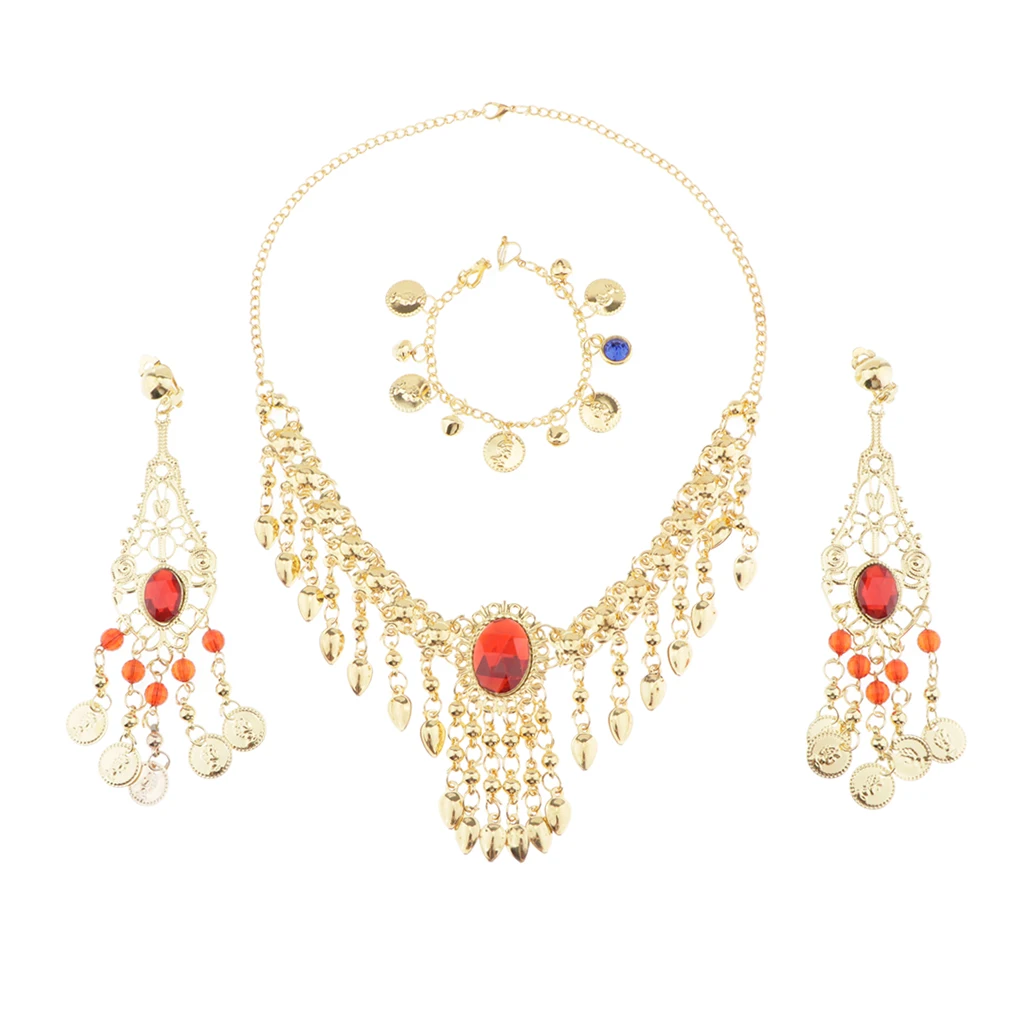 

India Dance Belly Dance Jewelry Diamante Necklace ,Earring ,Nose Chain