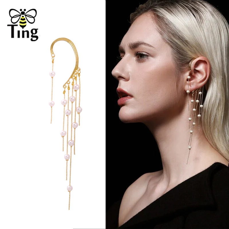 Женские винтажные серьги Tingfly дизайнерские вечерние манжеты с искусственным