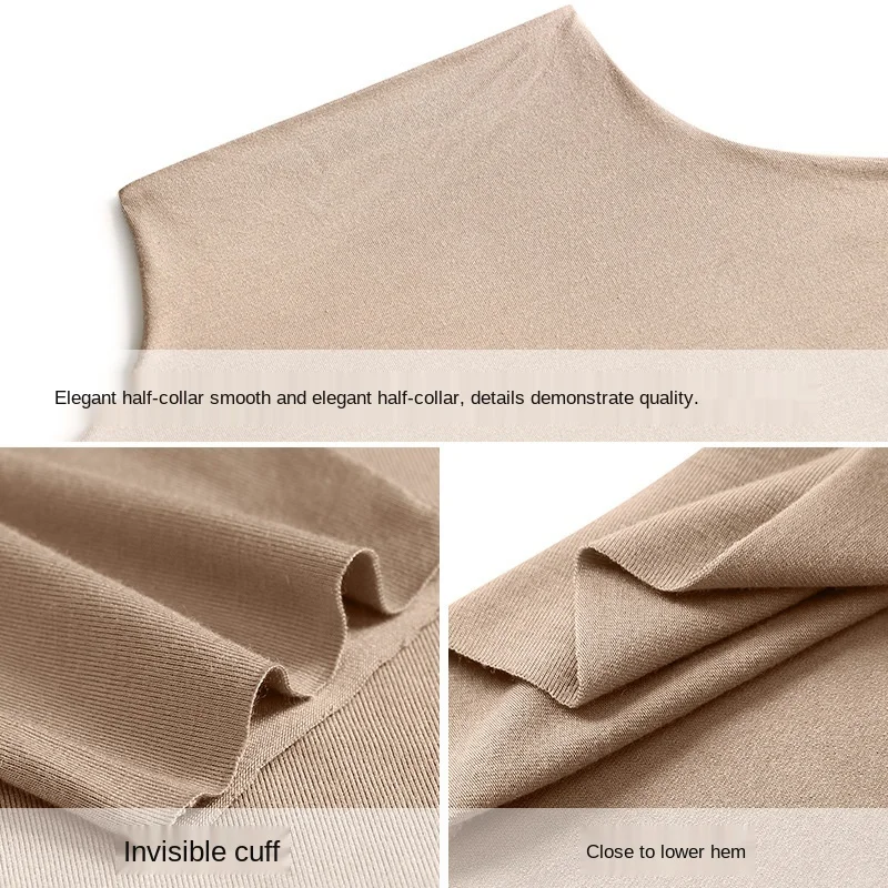 

Fashion modal long-sleeved t-shirt autumn and winter women's half-high neck temperament bottoming shirt with slim top