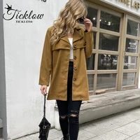 woman long coat fashion korean preppy style retro versatile windbreaker casual warm woolen coat oversize 2021 spring women coat