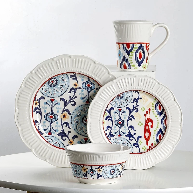 

Японская керамическая обеденная тарелка, креативная рельефная посуда неправильной формы, 9 дюймов, Глубокая Тарелка для супа, Салатница, ча...