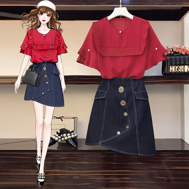 Cyanlee размера плюс летний вязаный пуловер + юбка на пуговицах комплекты из 2