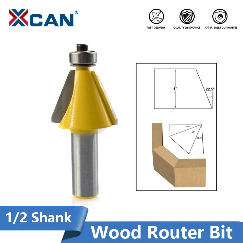 

XCAN Chamfer & Bevel Edging Router Bit Wood Milling Cutter 1/2 Shank For Woodworking Engraving Cutting Tools Wood Milling Cutter