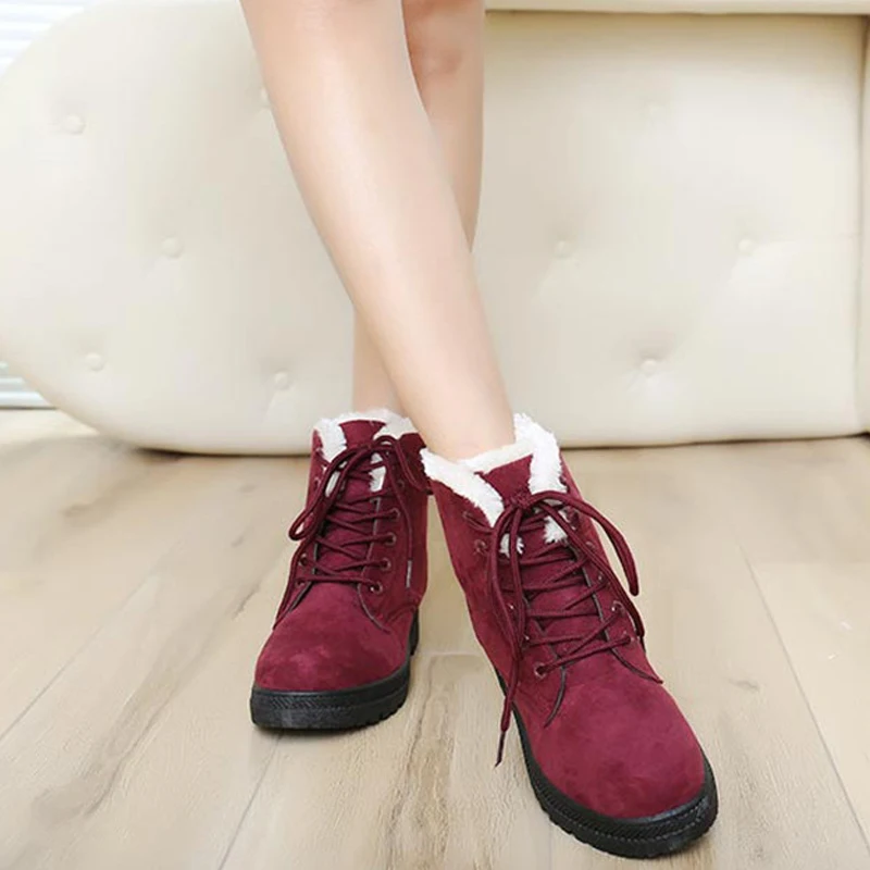 

TIMETANG Fashion Warm Winter Boots Women Student Warm Short Boots Cotton Flat Shoes Women ShoesE899