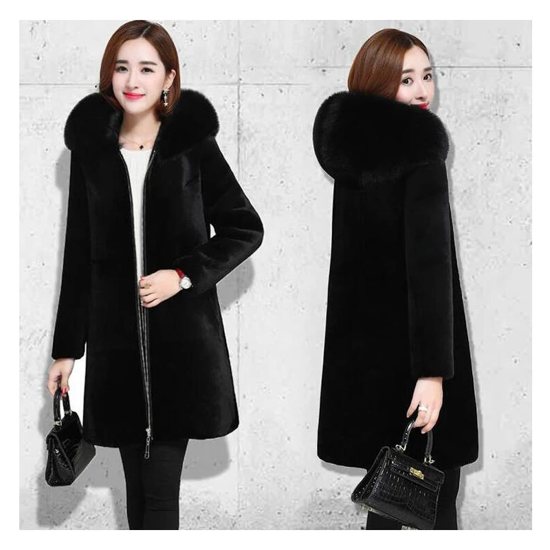Меховая кожа теплое Свободное пальто женское куртка из искусственного меха плюс