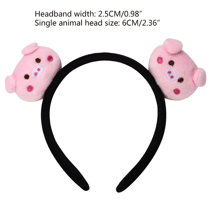

N7MF Pompom Ball Headbands Soft Faux Plush Cartoon Hairband Fluffy Hair Accessories