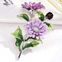 purple pink daisy bouquet enamel brooches metal flowers weddings banquet brooch pins for women and men