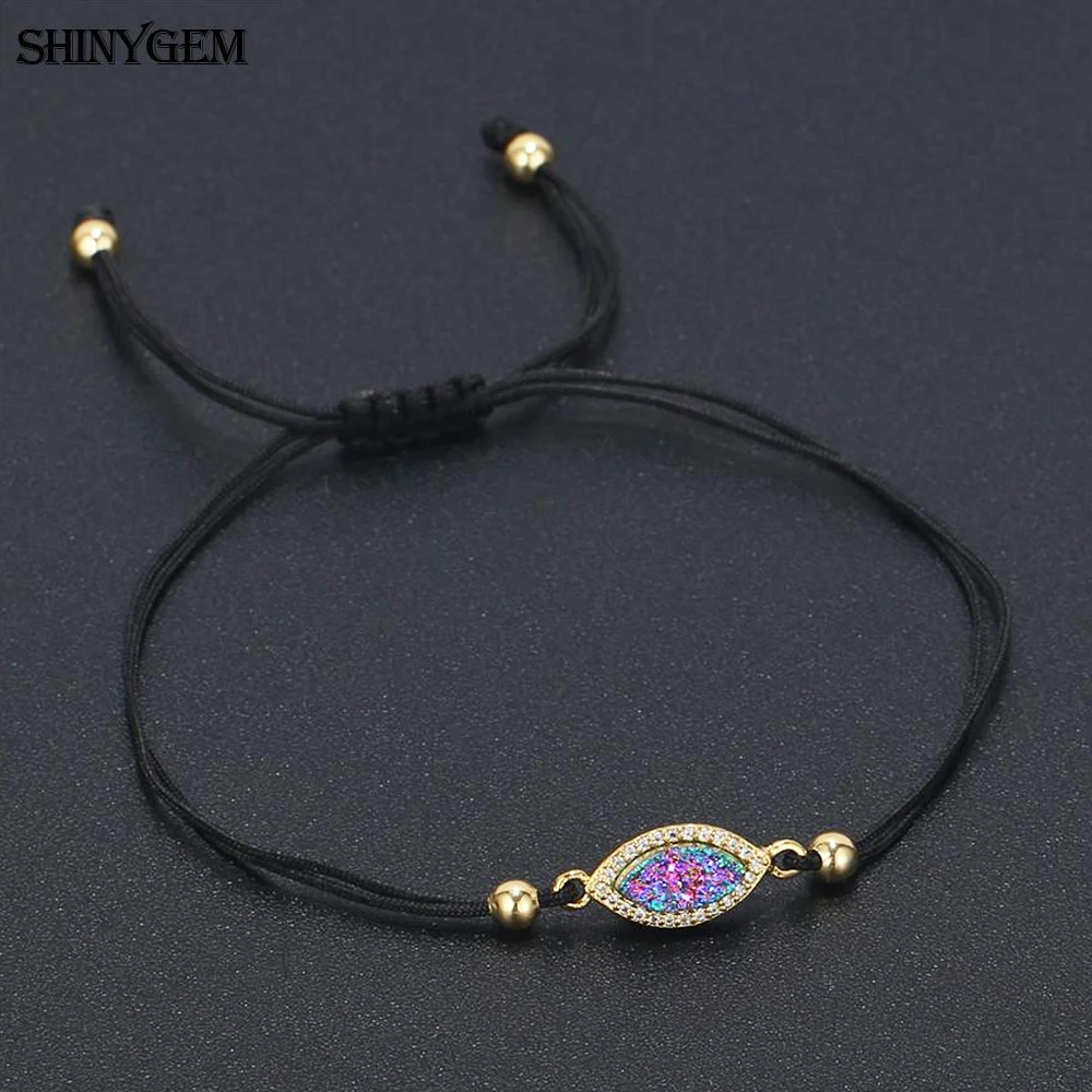 Браслет ShinyGem с милым кристаллом и сглаза регулируемая черная нитка плетеный