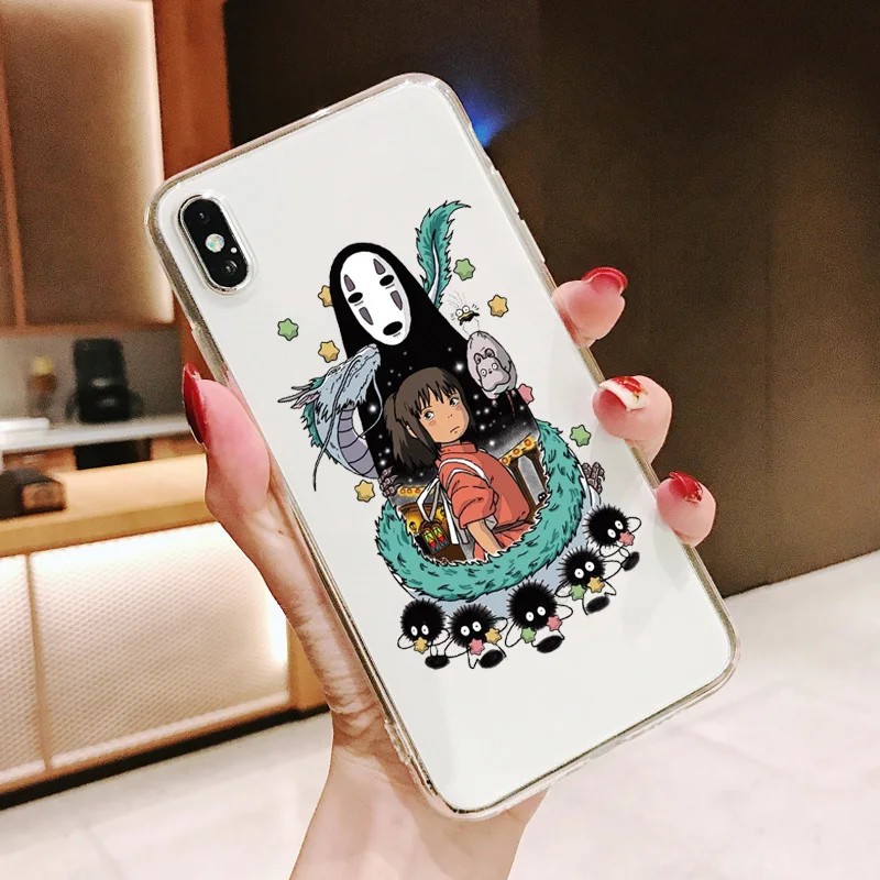 Милый мягкий прозрачный чехол для телефона с рисунком Тоторо из мультфильма