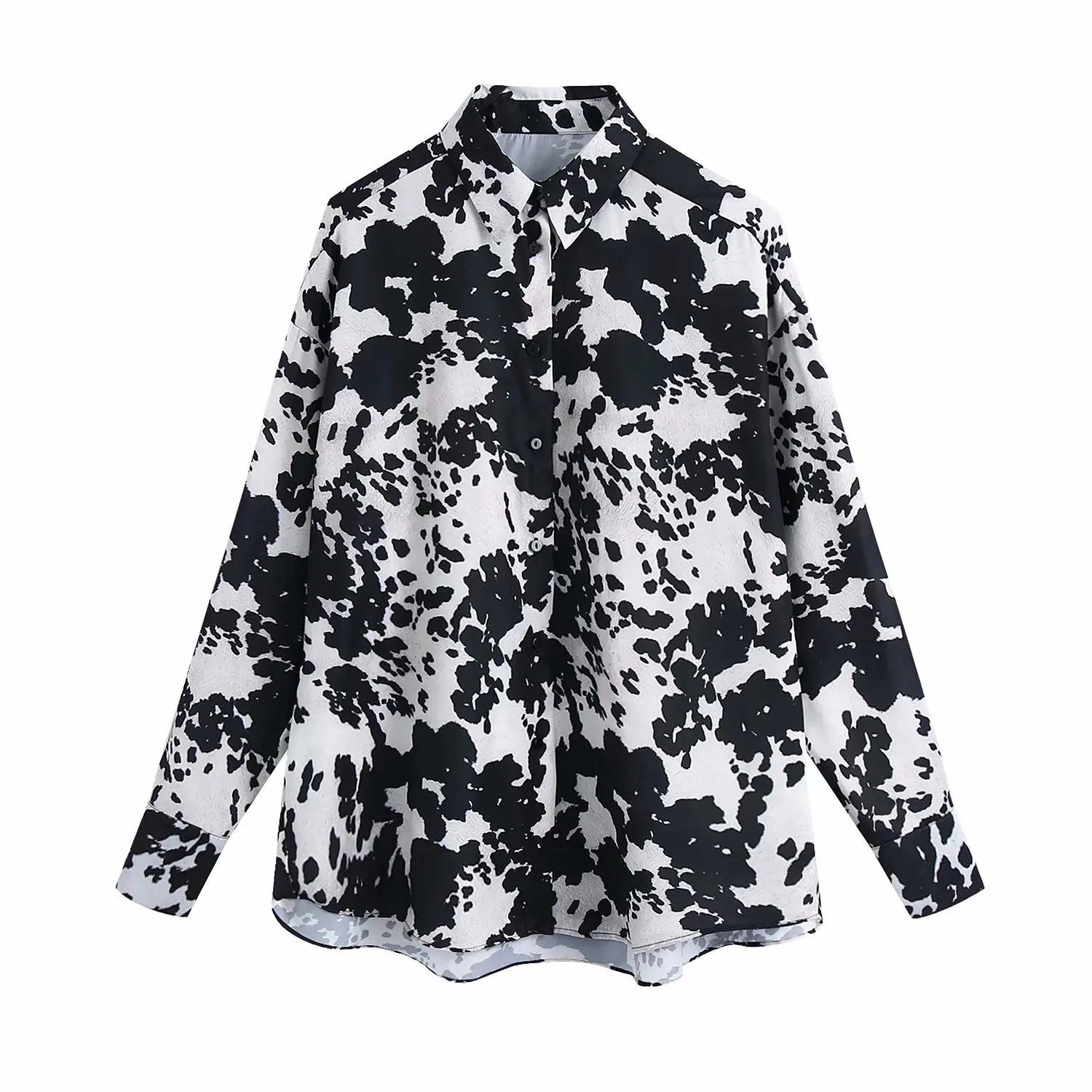 

2021 New Women Blouse Printed Button Long Sleeves Turn-Down Collar Oversize Shirt Chic Lady Fashion Casual Women Clothes